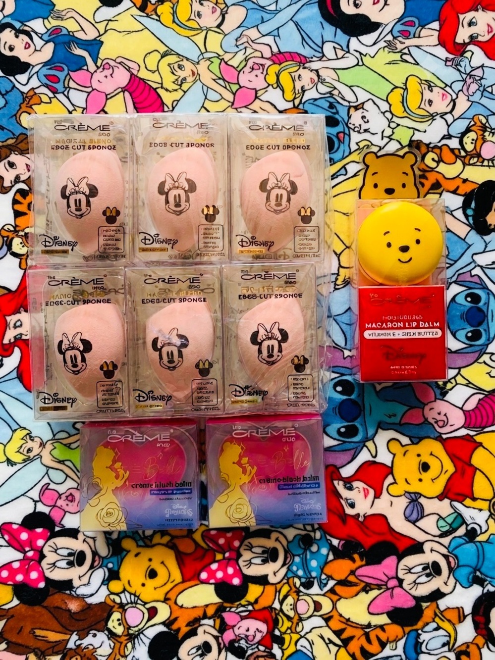 Disney Crème Bundle NEW Lip Balm Makeup Sponge Cream Blush Made in Korea